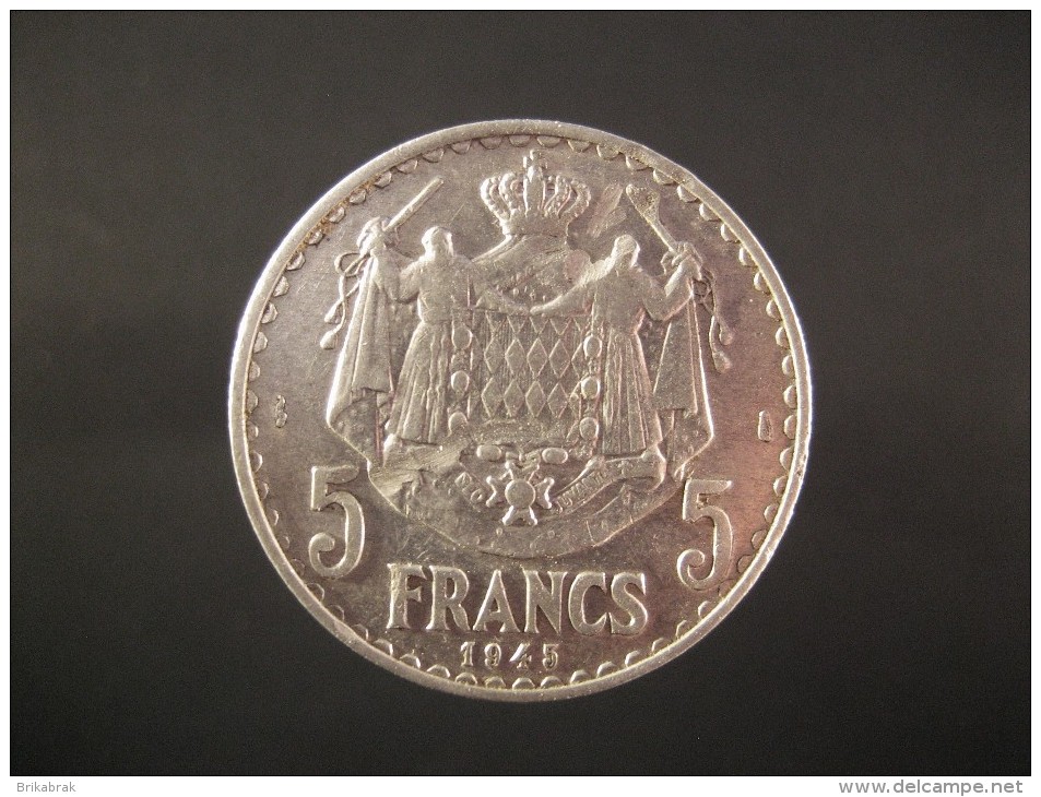 PIECE MONACO 5 FRANCS 1945 Jeton Monnaie Médaille Collection Numismate Numismatique - 1922-1949 Louis II.