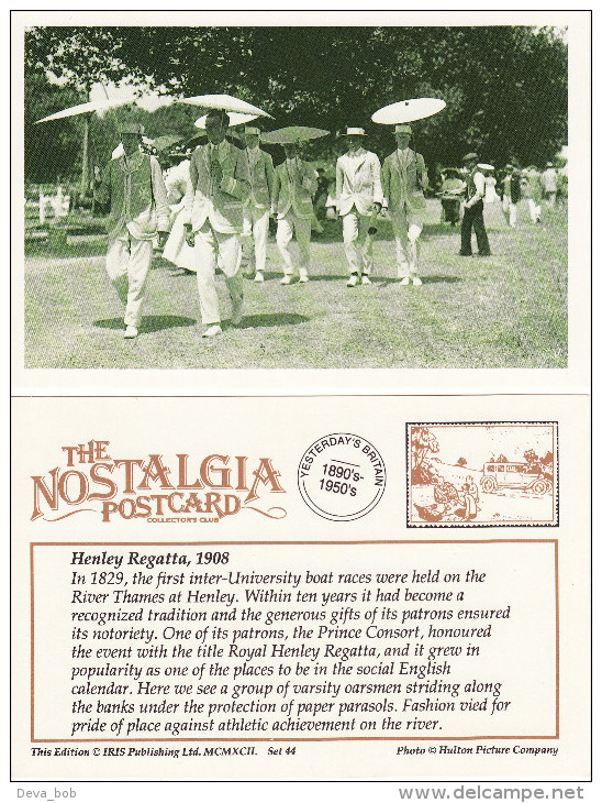 Postcard Varsity Oarsmen Royal HENLEY Regatta 1908 Nostalgia Thames Repro - Aviron