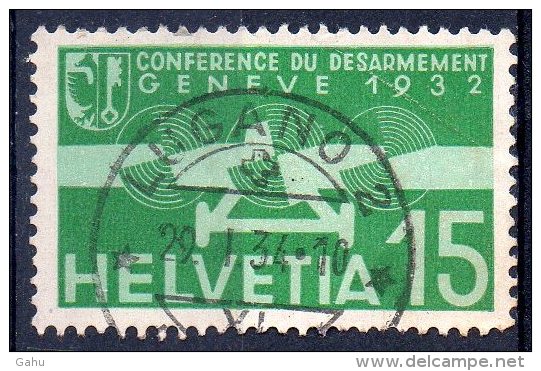 Suisse ; Helvetia  ; 1932 ; N°Y:  A 16 ;  Ob , Cachet Lugano ; " Desarmement " ;cote Y : 3.00 E. - Oblitérés