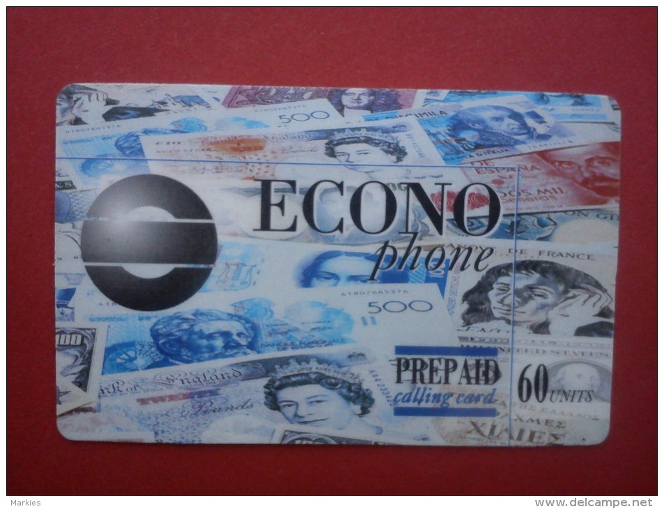 Econo Phone 60 Units Bank Note With Sticker 0800 10412 See 2 Photo´s Used Rare - Cartes GSM, Recharges & Prépayées