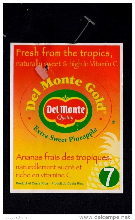 # PINEAPPLE DEL MONTE SIZE 7 Fruit Tag Balise Etiqueta Anhanger Costa Rica Ananas Pina - Fruits & Vegetables