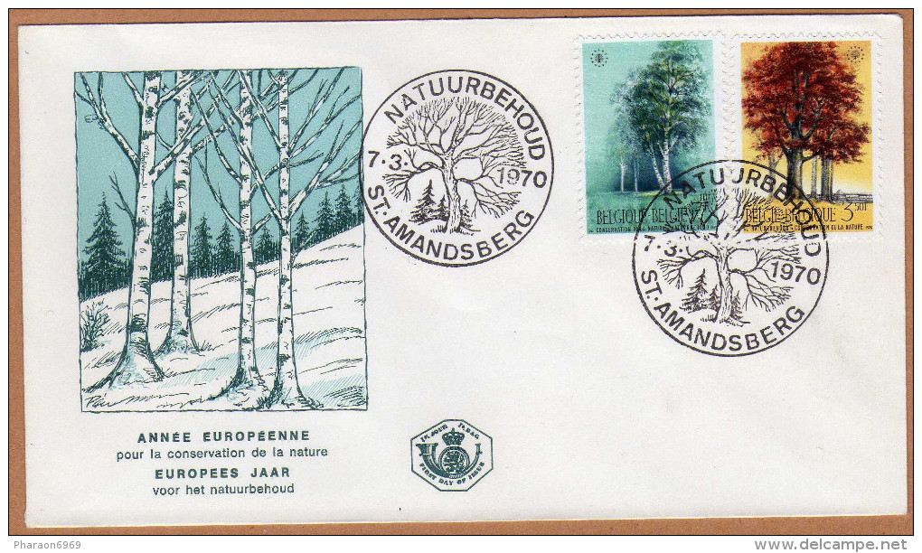 Enveloppe Cover Brief FDC Conservation De La Nature Forêt Arbre 1526 1527 St.Amandsberg - 1961-1970