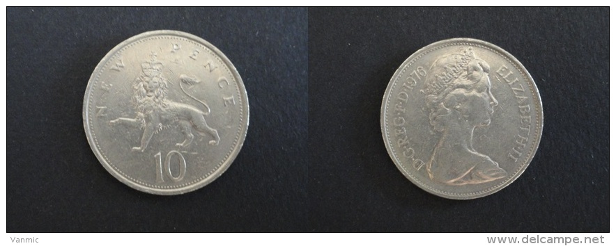 1976 - 10 NEW PENCE ANGLETERRE - GRANDE BRETAGNE - ENGLAND - 10 Pence & 10 New Pence