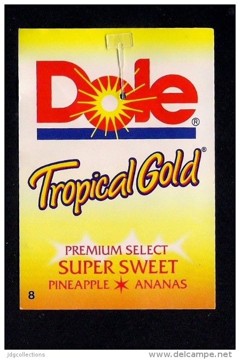# PINEAPPLE DOLE TROPICAL GOLD SIZE 8 BACK ANANAS Fruit Tag Balise Etiqueta Anhanger Ananas Pina Costa Rica - Fruits & Vegetables
