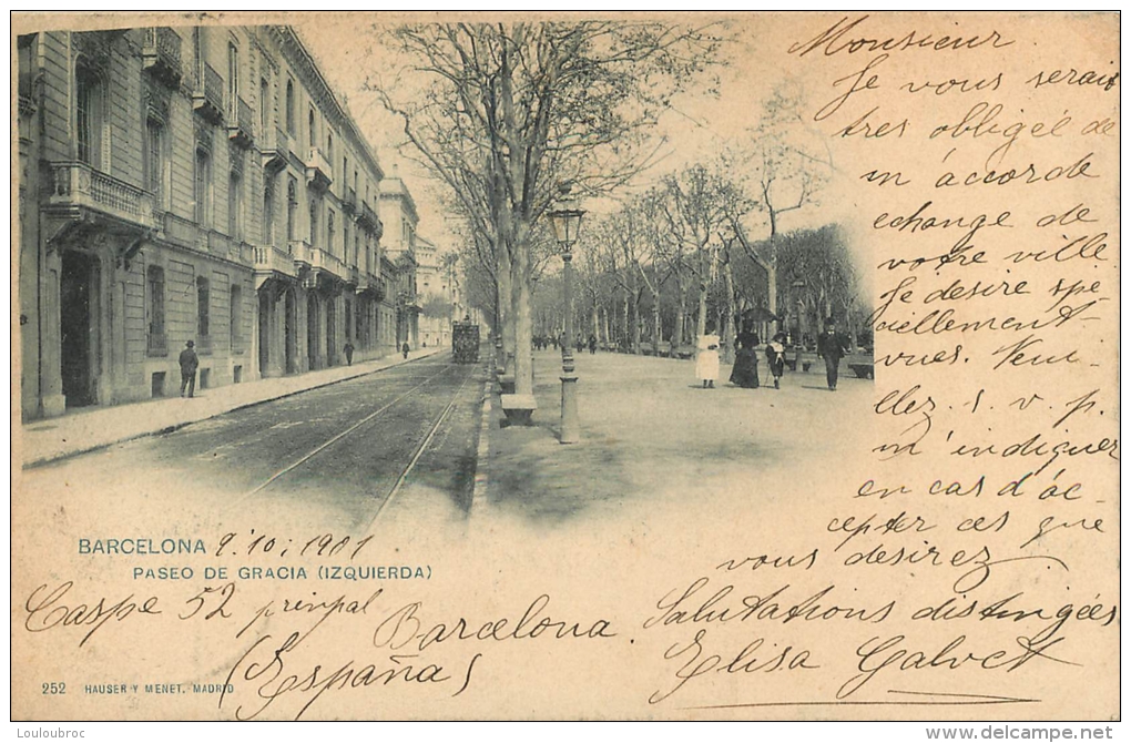 RARE BARCELONA  AVEC CACHET COLLECTIONNEUR A.P.N.  N°1000  ELISA CALVET CASPE 52 PASEO DE GRACIA - Barcelona