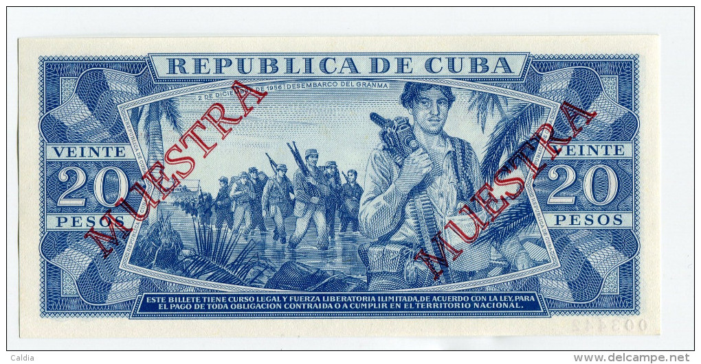 Cuba 20 Pesos 1987 "" MUESTRA "" SPECIMEN  UNC - RARE !!! - Cuba