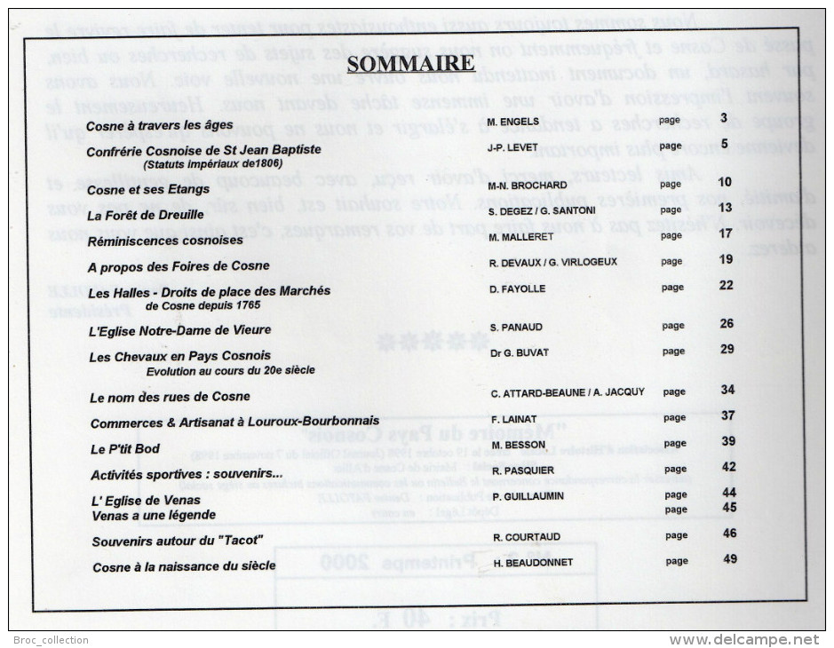 Cosne-D´allier, De L´Oeil à L´Aumance N° 2, 2000, Forêt De Dreuille, Louroux-Bourbonnais, Venas... Table Scannée - Bourbonnais