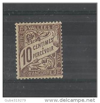 ANDORRA 1931/1932 -  TIMBRE CIFFRE TAXE - TAX STAMP - SEGNATASSA - MINT NO GLUE - SANS COLLE 10 CENT`REF 103 - Ungebraucht