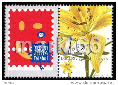 Israel - 2002 - Lily With Label For Telabul 2004 Exhibition - Mint Personal Stamp With Label - Neufs (avec Tabs)