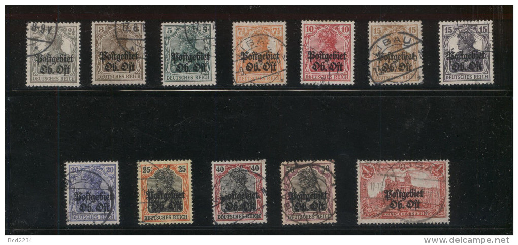 POLAND WW1 GERMAN OCCUPATION EASTERN ARMY OVERPRINT SET OF 12 USED WORLD WAR 1 - Unused Stamps