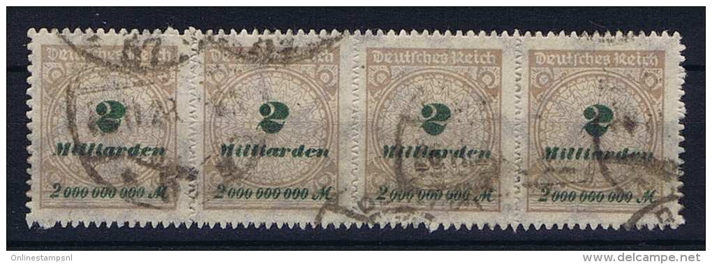 Germany, Mi 326B  Strip Of 4 Used - Gebraucht