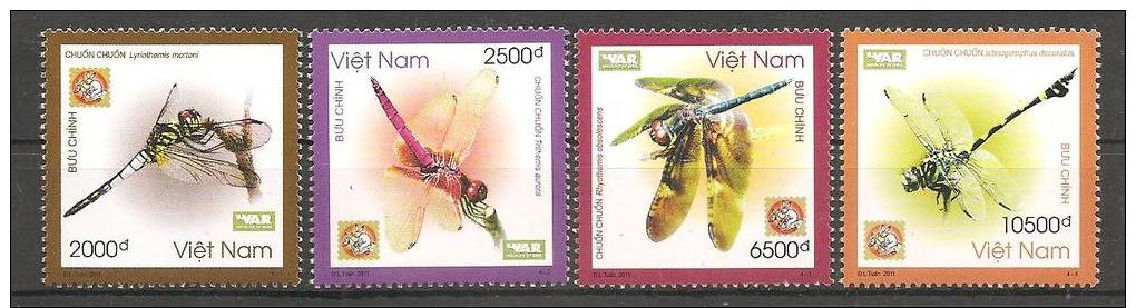 Vietnam 2011 Insects Dragonflies Set Of 4 MNH ** - Autres & Non Classés