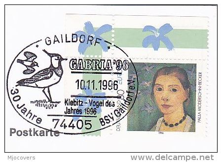 1996 BIRDS EVENT PMK COVER (card) Gaildorf  GERMANY Stamps Modersohn-Becker ART  Bird - Other & Unclassified