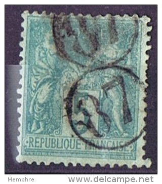 Oblitération Du Jour De L'An  - Cachet De Facteur 87  Double Frappe - 1876-1898 Sage (Type II)