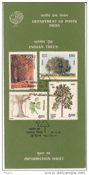 Stamped Information On Indian Trees, Reference On Hinduism And Buddhism  Worship, India 1987 - Trees