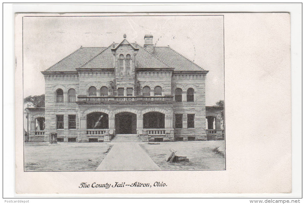 County Jail Akron Ohio 1909 Postcard - Akron