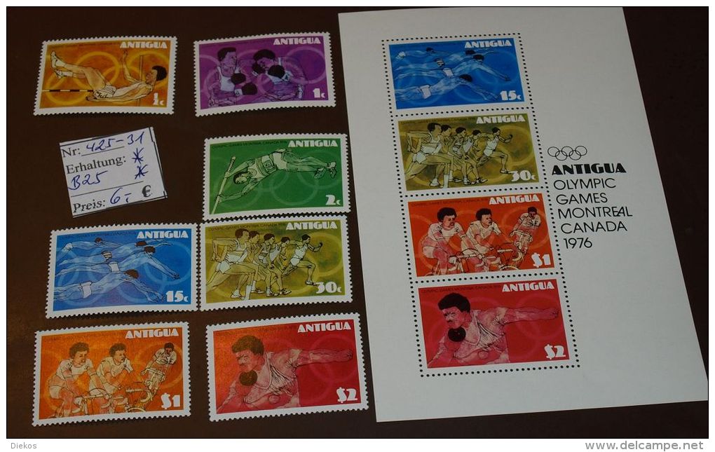 Antigua  Olympia  Block  25  425-31  ** Postfrisch MNH  #3677 - Antigua Und Barbuda (1981-...)