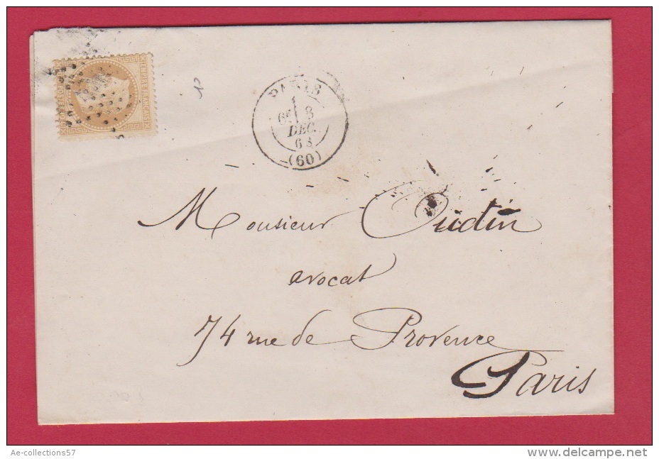 LETTRE   //   Départ Paris //   3 Dec 1863  //  Cachet étoile - 1849-1876: Période Classique