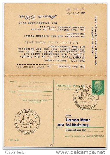 DDR P77 Postkarte Mit Antwort ZUDRUCK BÖTTNER #3 Sost. ZIEGENRÜCK 1967 - Privé Postkaarten - Gebruikt