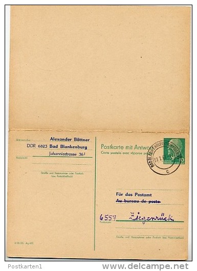 DDR P77 Postkarte Mit Antwort ZUDRUCK BÖTTNER #3 Sost. ZIEGENRÜCK 1967 - Privé Postkaarten - Gebruikt