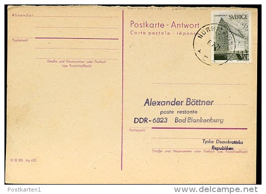 DDR P78 A Antwort-Postkarte NORRKÖPING SCHWEDEN 1971 - Postkarten - Gebraucht