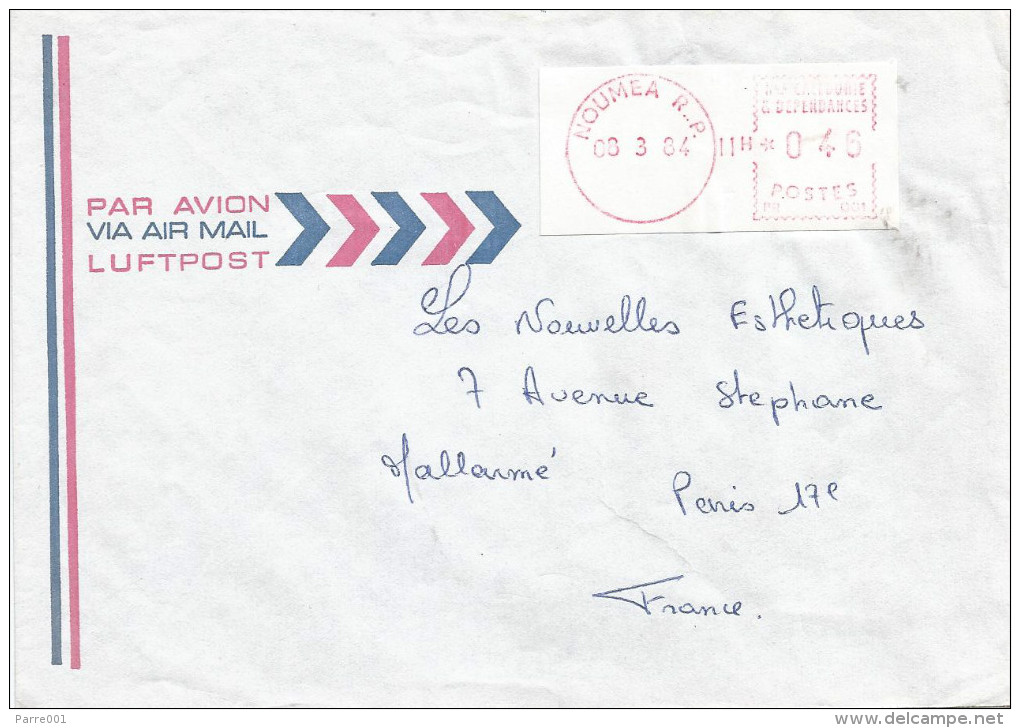 Nouvelle Caledonie 1984 Noumea RP Camp Post Office EMA With “PR” Prefix PR 001 Cover - Brieven En Documenten