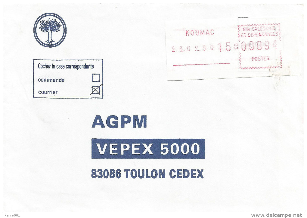 Nouvelle Caledonie 1990 Koumac FRAMA Post Office EMA Cover - Briefe U. Dokumente