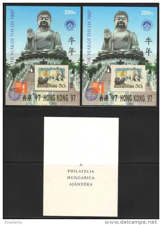 HUNGARY-1997.Commemorativ Sheet Set  -  Hong Kong,11th Asian Intl.Stamp Exhibition/ Perf/Imperf/Card Version - Commemorative Sheets