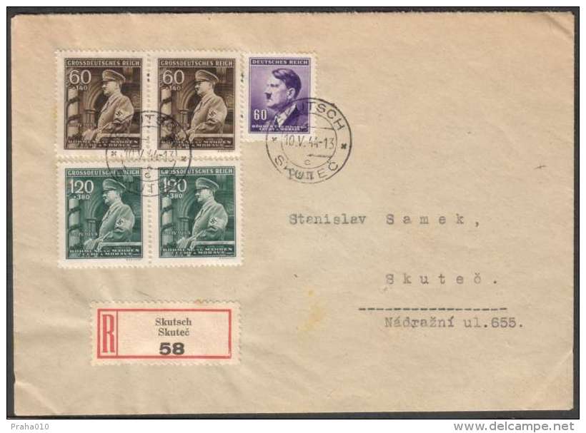 BuM0842 - Böhmen Und Mähren (1944) Skutsch - Skutec (R-letter) Tariff: 4,20K + 10,40K (!!) - Storia Postale