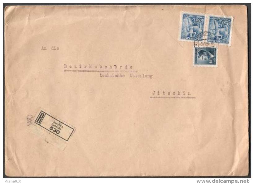 BuM0968 - Böhmen Und Mähren (1943) Sobotka - Sobotka / Jitschin - Jicin (R-letter) Tariff: 5,40K (stamp: 2,50 Siegfried) - Storia Postale