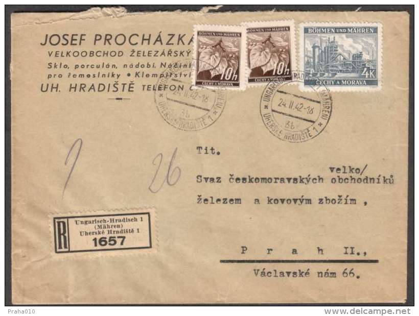 BuM0994 - Böhmen Und Mähren (1942) Ungarisch-Hradisch 1 (Mähren) - Uherske Hradiste 1 (R-letter) Tariff: 4,20K - Storia Postale