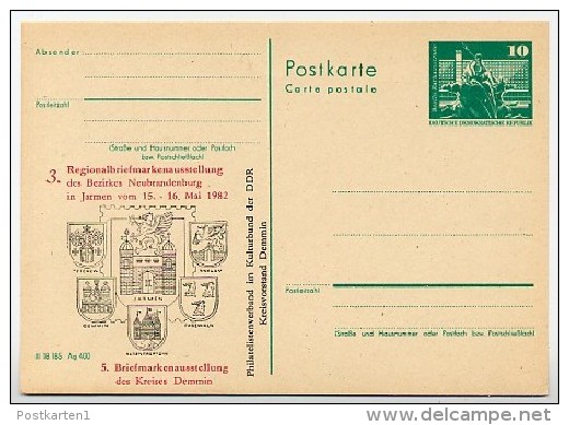 DDR P79-15a-82 C187-a Postkarte ZUDRUCK AUSSTELLUNG  NEUBRANDENBURG 1982 - Privatpostkarten - Ungebraucht