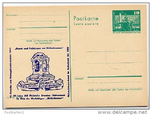 DDR P79-18a-82 C190-a Postkarte PRIVATER ZUDRUCK Müllerbrunnen Dresden 1982 - Postales Privados - Nuevos