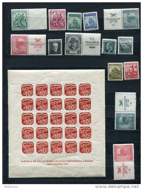 Czechoslovakia 1937 Mi Zu359-386 MNH (% Stamps Are MLH) Complete Year - Unused Stamps