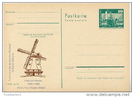 DDR P79-27-82 C196 Postkarte PRIVATER ZUDRUCK Windmühle Dabel 1982 - Postales Privados - Nuevos