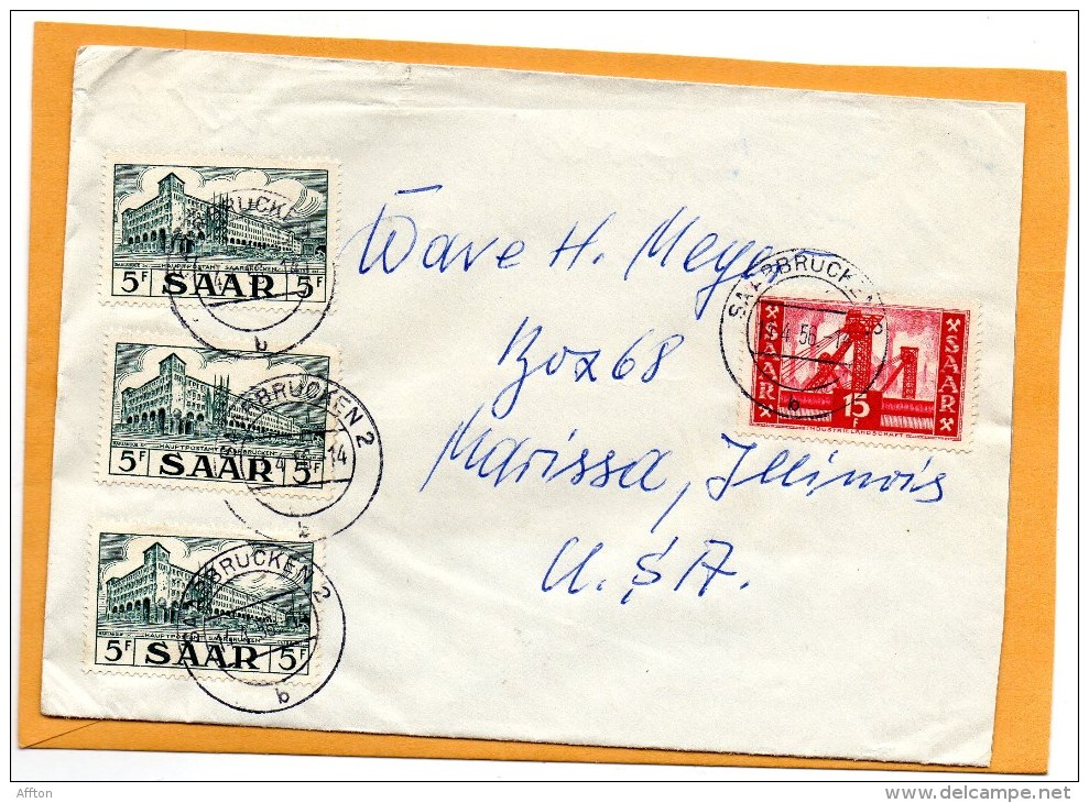 Saar 1956 Cover Mailed To USA - FDC