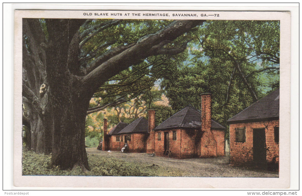 Old Slave Huts The Hermitage Savannah Georgia 1929 Postcard - Savannah