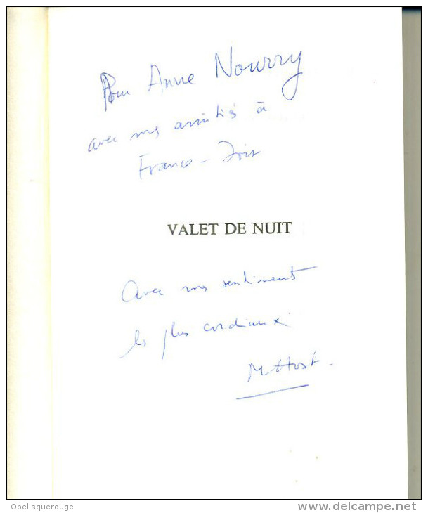 VALET DE NUIT MICHEL HOST   290 PAGES  1986 DEDICACE - Livres Dédicacés