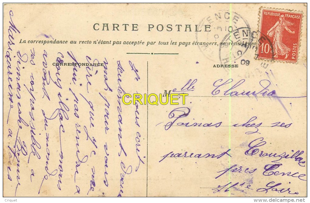 Cpa 43 Tence, Gendarmerie Et Route De Montfaucon, Voir Gendarme Debout Sur Un Cheval, Carte Pas Courante Affranchie 1909 - Autres & Non Classés