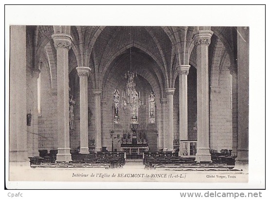 Carte 1910 Intérieur De L'église De Beaumont La Ronce - Beaumont-la-Ronce