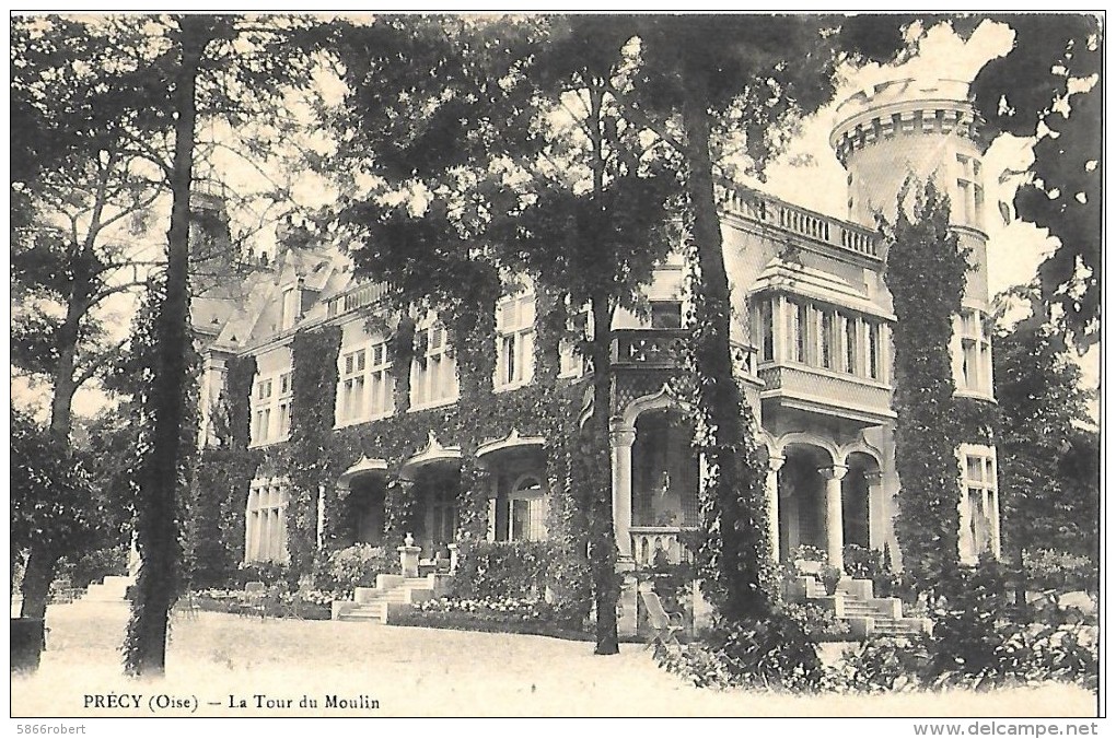 CARTE POSTALE PHOTO ORIGINALE ANCIENNE : PRECY SUR OISE  LA TOUR DU MOULIN  OISE (60) - Précy-sur-Oise