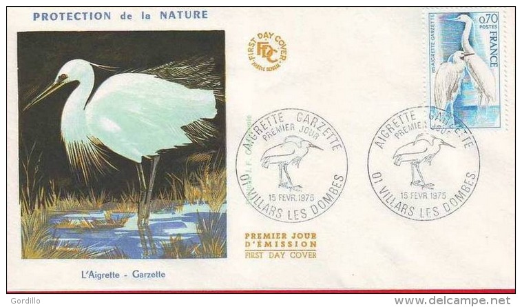 FRANCE   FDC - Protection De La Nature. Aigrette Garzette. 15 02 1975. - Flamants