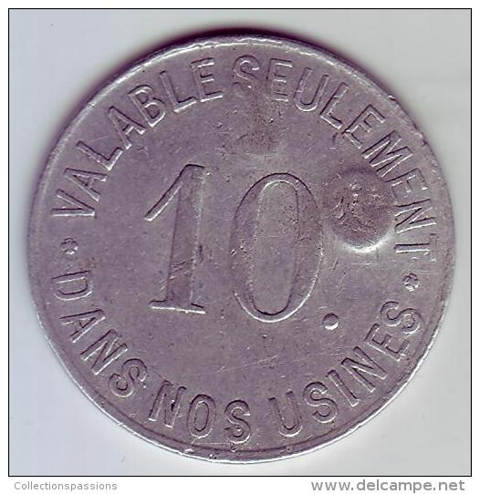 Monnaie De Nécessité - LOIRE 42 - Unieux - Ets Jacob Holtzer 10c - Contremarque Cloche Et Croissant - Monétaires / De Nécessité