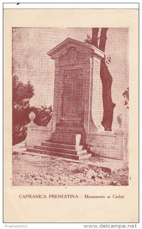 Capranica Prenestina-guadagnolo-monumento Ai Caduti-viaggiata 1934 - Altri & Non Classificati