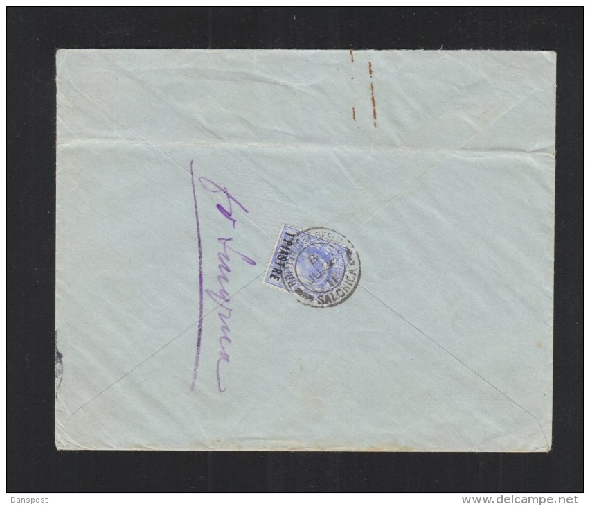 British Post Office Salonica Cover 1911 - Levant Britannique