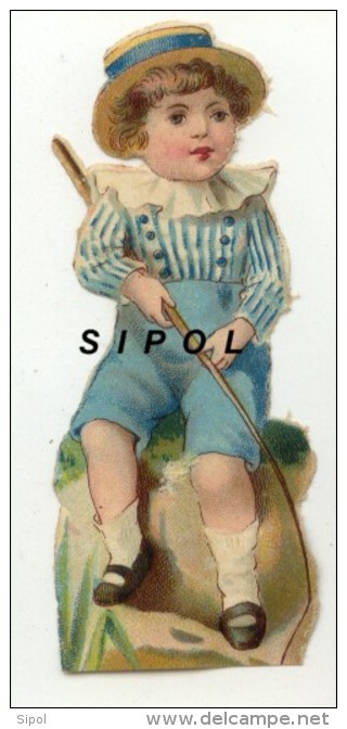 Petit Pêcheur à La Ligne Avec CanotierTenue Bleue Et Col à Volants Années 1890 - Kinder