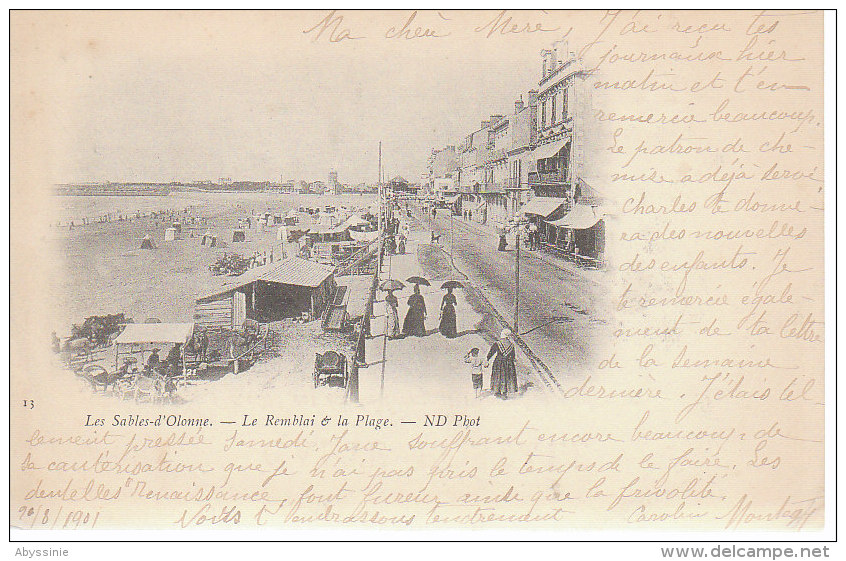 85 LES SABLES D OLONNE - (1900) Le Remblai Et La Plage - D19 1123 - Sables D'Olonne