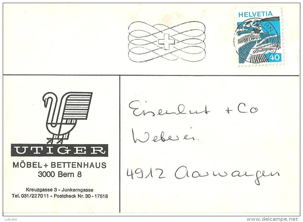 Motiv Karte  "Utiger Möbel + Bettenhaus, Bern"            1976 - Storia Postale