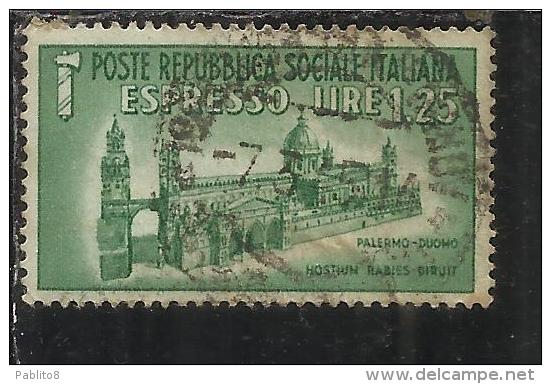 ITALIA REGNO ITALY KINGDOM RSI REPUBBLICA SOCIALE ITALIANA 1944 ESPRESSO LIRE 1,25 TIMBRATO USED - Express Mail