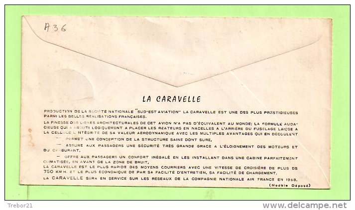 1° JOUR, YVERT N° P.A. 36 CARAVELLE - COTE 140,00 € - 1950-1959